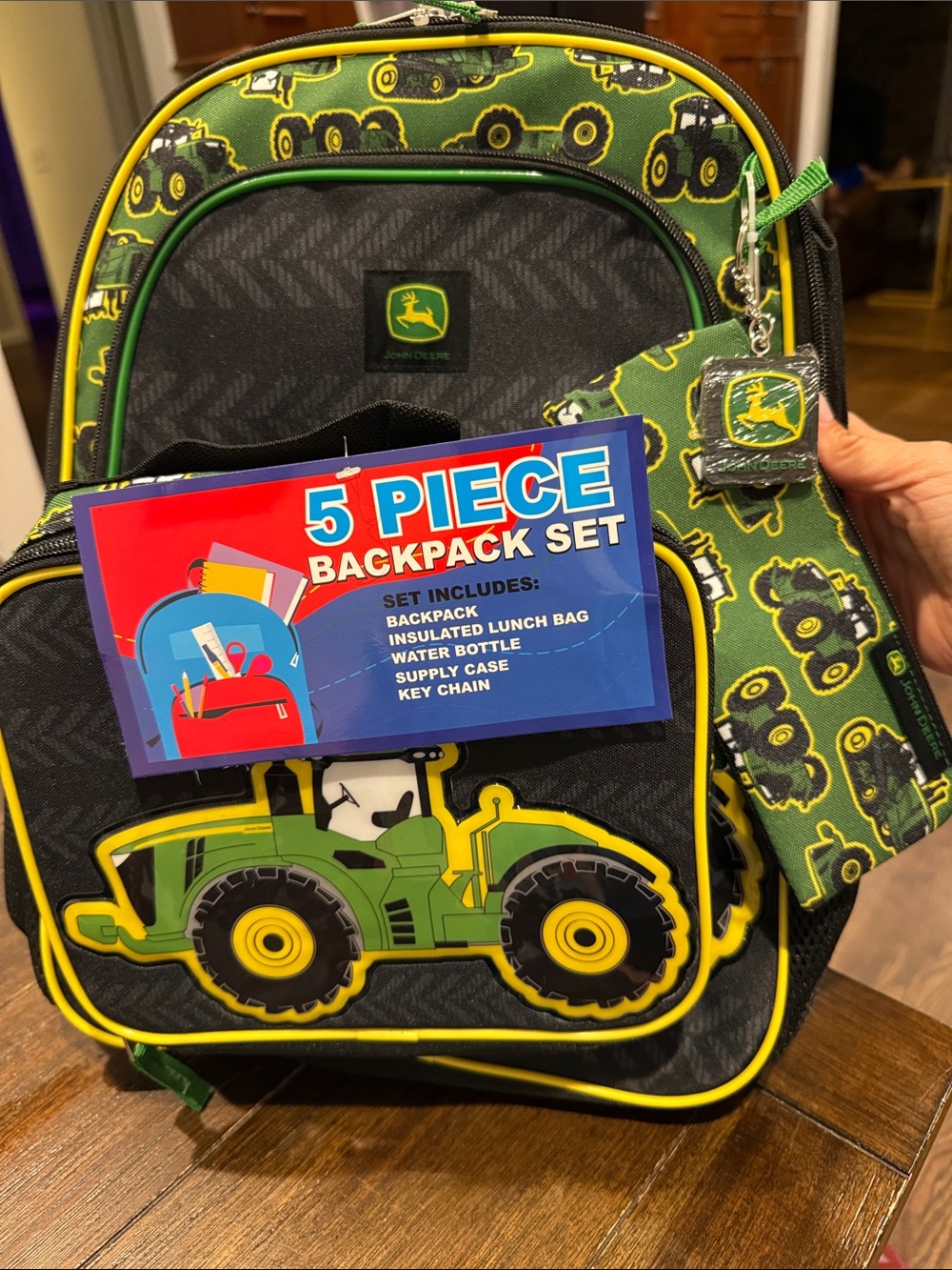 John Deere Green & Yellow Tractor 5-Piece Kids Backpack Set